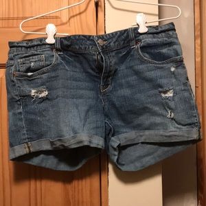 Medium wash denim shorts w/ rips from Aeropostale